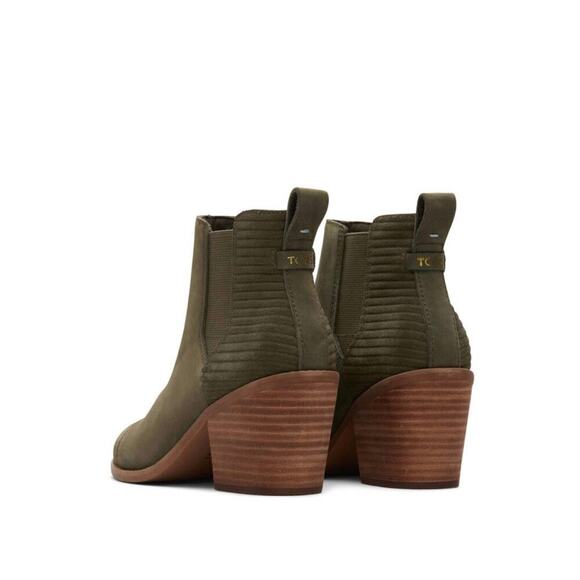 Toms Everly Olive Nubuck Heeled Boot Size 6.5M - Picture 2 of 4